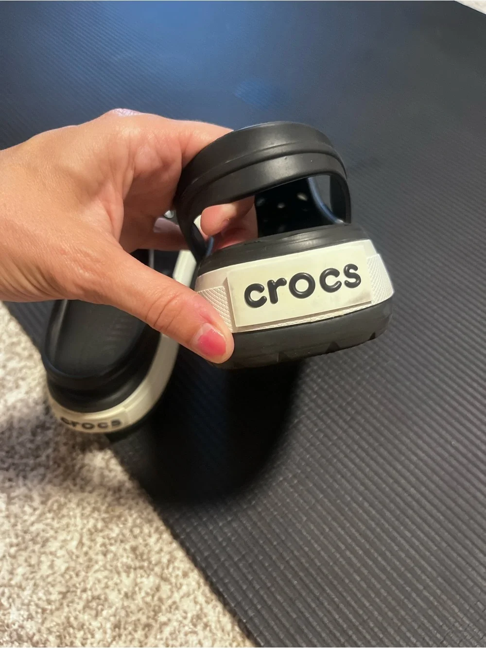 Crocs Crocband Platform Clogs Black White Men’s Size 13 Slip On Comfort Shoes